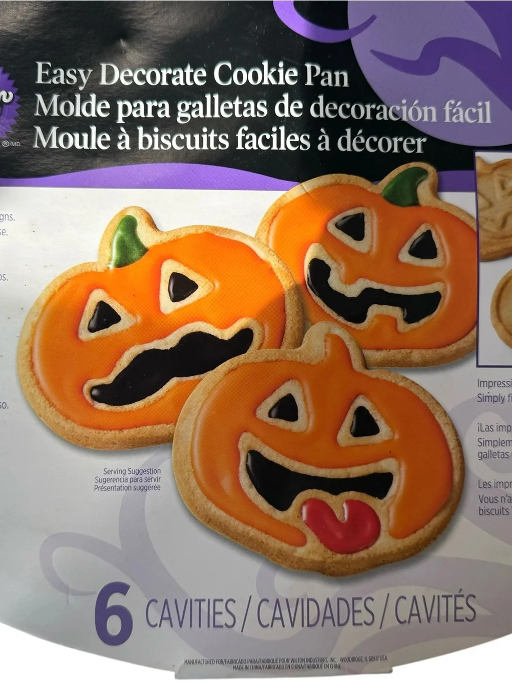 Wilton Halloween Pumpkin Cookie Pan 6 Cavity Jack O Lantern 2105-1292